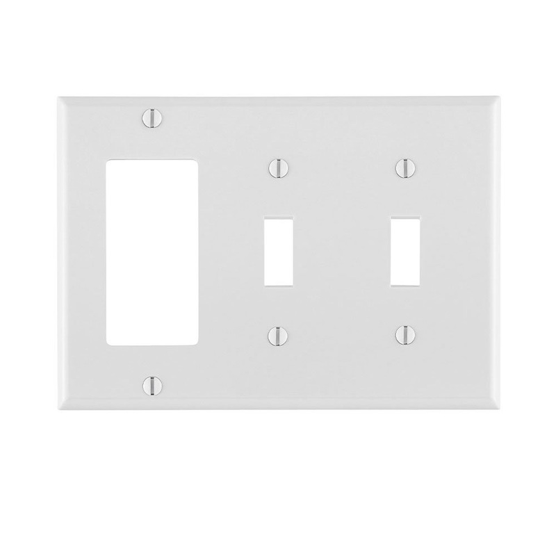 Leviton 80421-W Combination Wallplate, 6.38 in L, 4-1/2 in W, 3 -Gang, Thermoset, White, Device Mounting