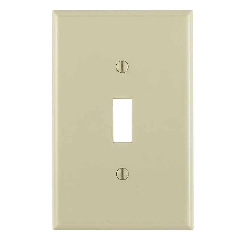 Leviton PJ1-I Toggle Switch Wallplate, 3-1/8 in L, 1 -Gang, Nylon, Ivory, Device Mounting