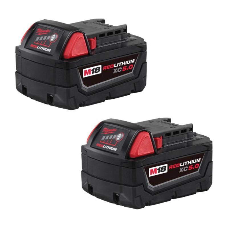 Milwaukee M18 REDLITHIUM 48-11-1852 Battery Pack, 18 V, 5 Ah Battery Capacity, Lithium-Ion Battery Chemistry