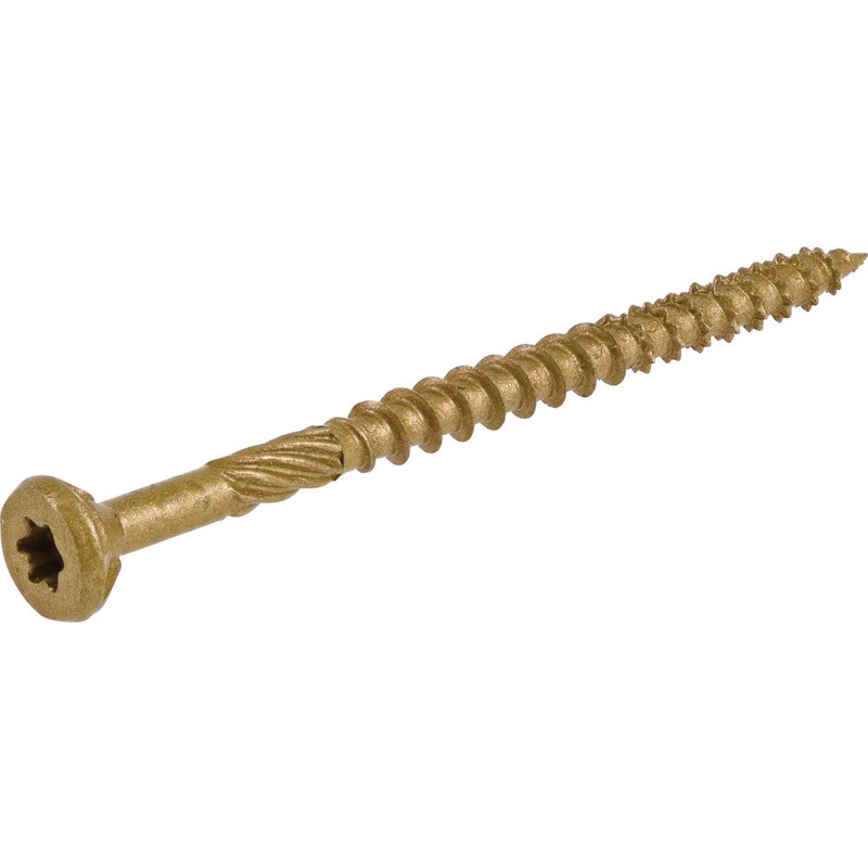PowerPro 48602 Premium Exterior Wood Screw, Coarse, Serrated Thread, Star Drive, T25 Drive, Flat Head, 3 in OAL, Bronze