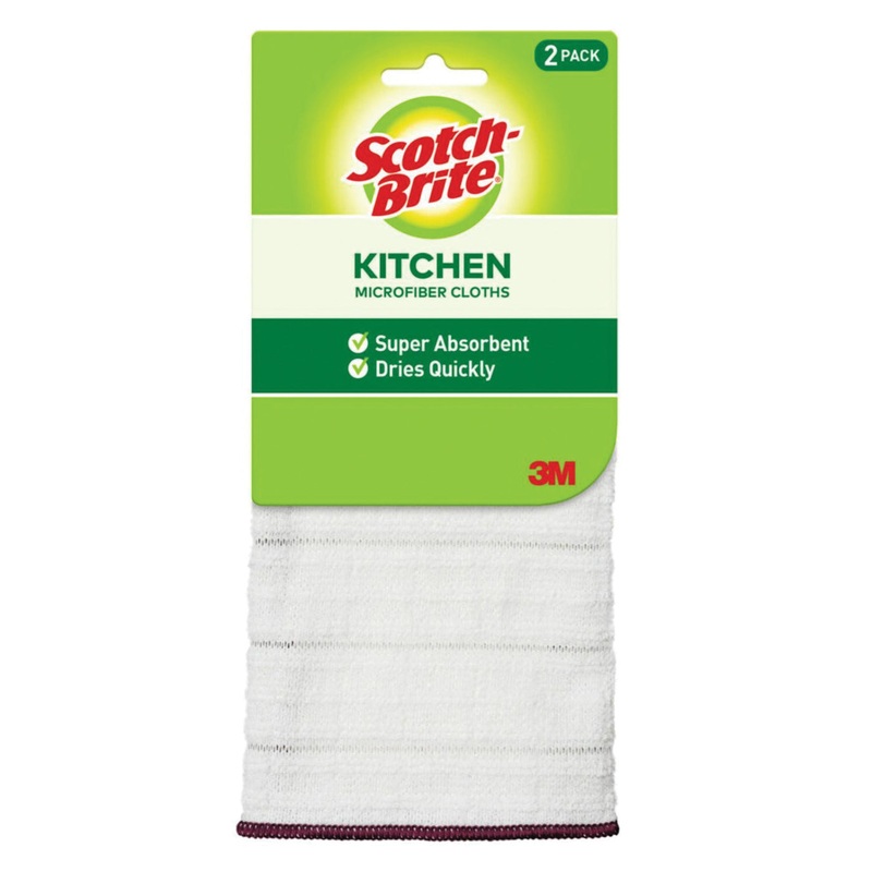 Scotch-Brite 9032-2 Premium Kitchen Cloth, 12-1/2 in W, 11-1/2 in L, Microfiber, White