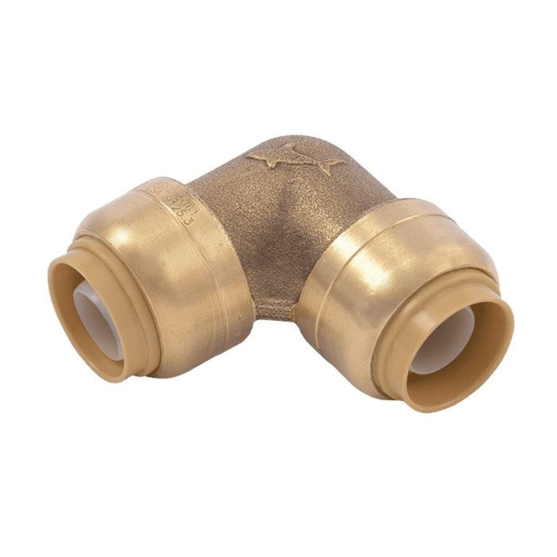 SharkBite U248LFA 90 deg Elbow, 1/2 in Push-Fit x 1/2 in Push-Fit, Brass, Chrome-Plated