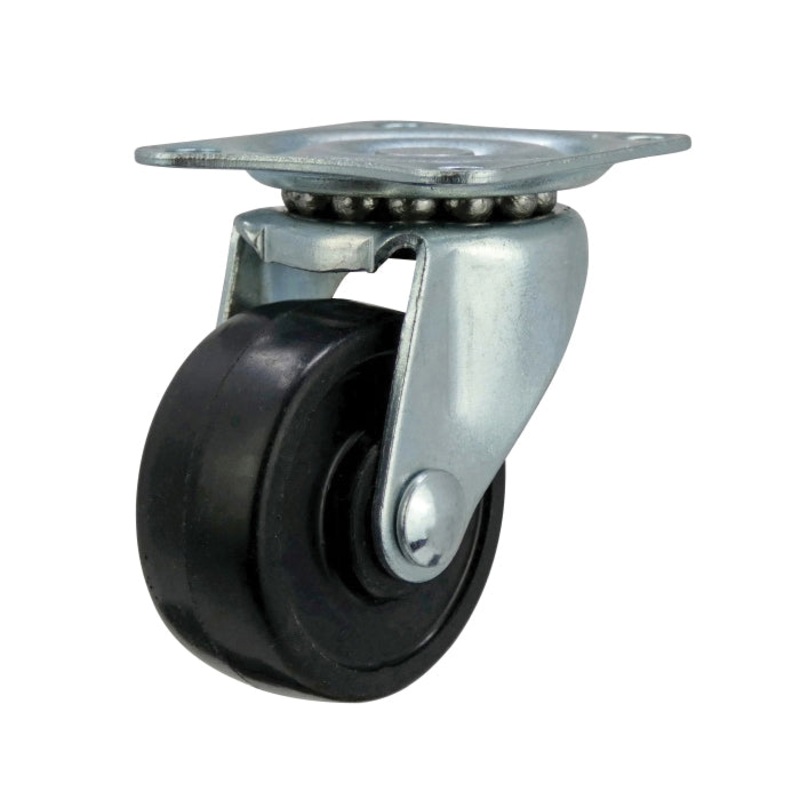 shepherd 9489 Plate Caster, Swivel Caster, 1-1/2 in Dia Wheel, 5/8 in W Wheel, 40 lb Load, Rubber Wheel, Black Wheel