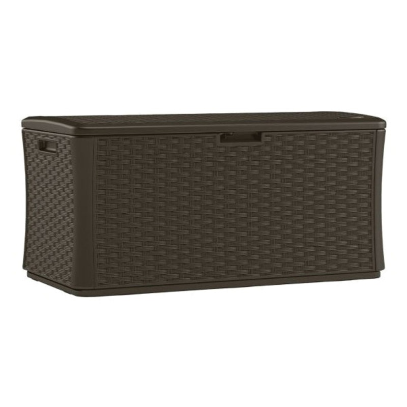 Suncast BMDB134004 Extra Large Deck Box, 55 in W, 27 in H, 28-1/2 in D, 134 gal Storage, Java