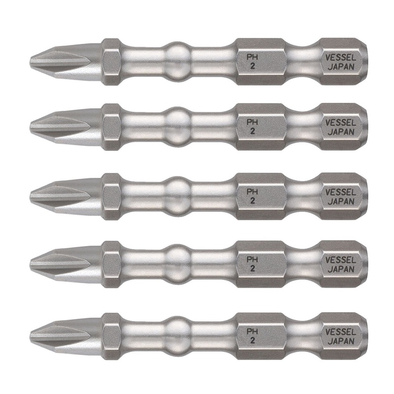 VESSEL IMPACT BALL IBMG50PH2K5 Torsion Bit Set with Mag Charge Holder, Phillips Point, #2 Point, 50 mm OAL, 5 -Piece