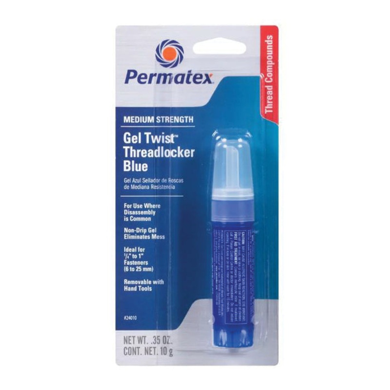 Permatex 24010 Threadlocker, Gel, Blue, Mild, 24 hr Curing, 10 g