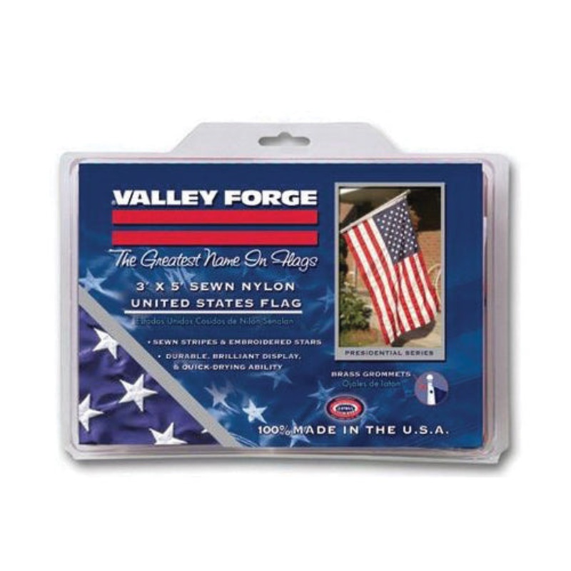 VALLEY FORGE USPN-1 US Flag, 3 ft W, 5 ft H, Nylon