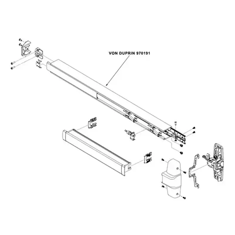 Von Duprin 970191 US28 Mechanism Case for 3' 98 Series, Anodized Aluminum Finish