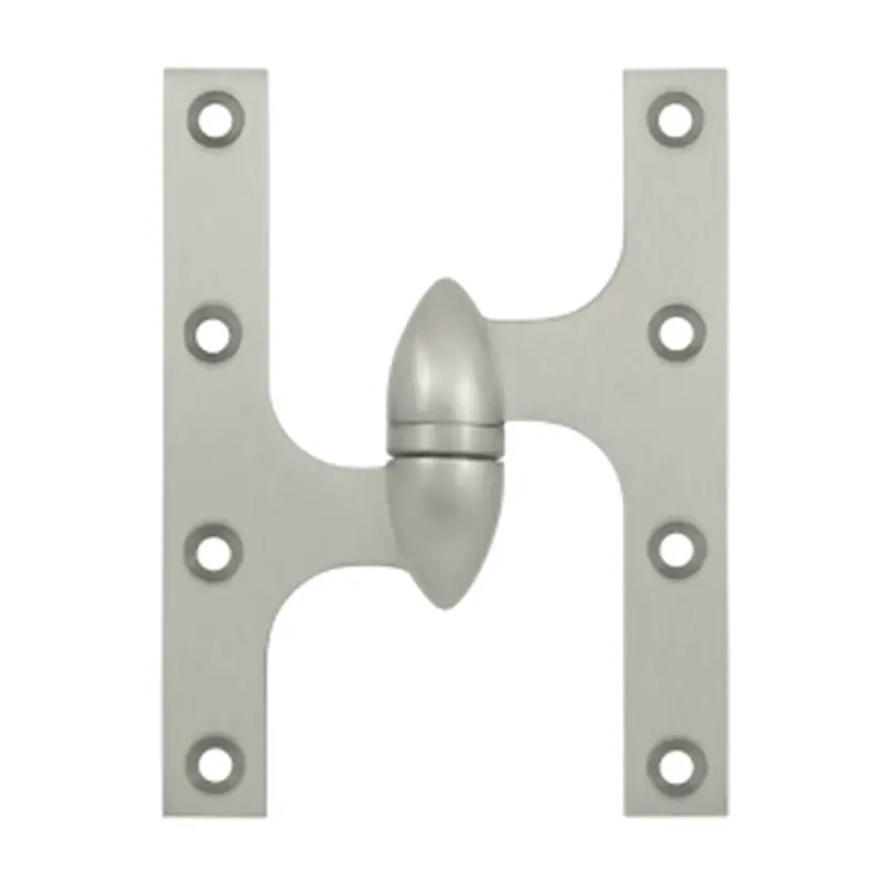 Olive Knuckle Door Hinge, 6" x 4-1/2"Brushed Nickel / Left Hand
