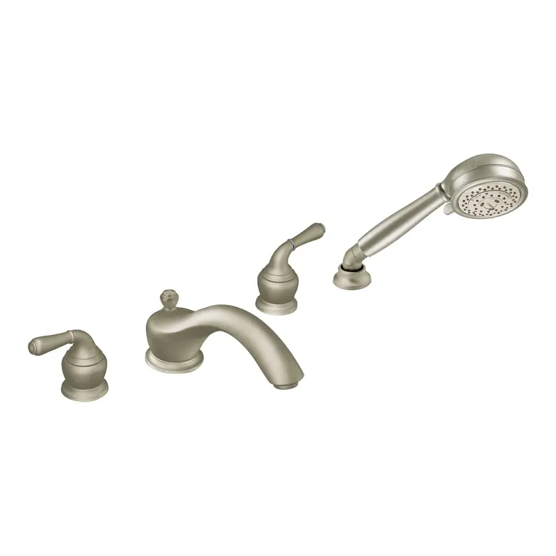 Monticello Chrome two-handle low arc roman tub faucet includes hand showerChrome