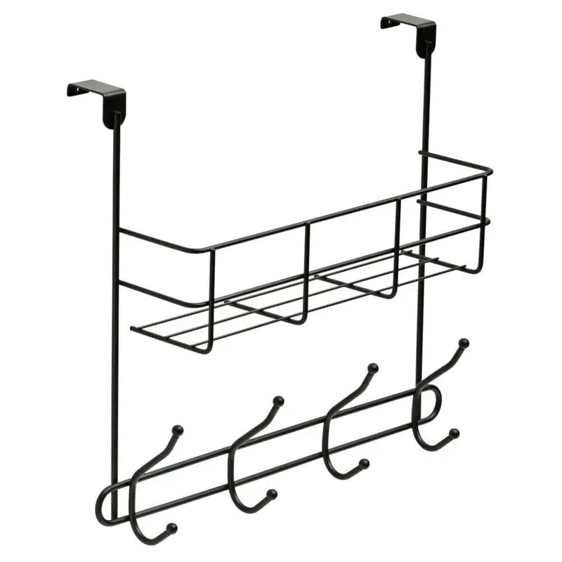 15-3/4 in. Matte Black Over-the-Door Basket and Hook RackMatte Black / 1.6457 / 10