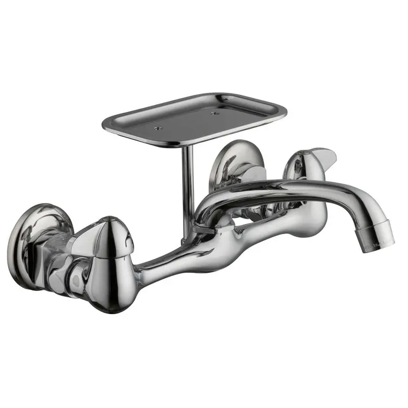 2-Handle Wall-Mount Kitchen Faucet with Soap Dish in Chrome3.10 / each