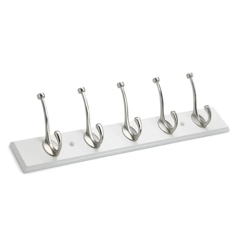 25-5/8 in. L White 5 lb. Hook Rack with 5 Brushed Nickel Double Hooks2.57 / each