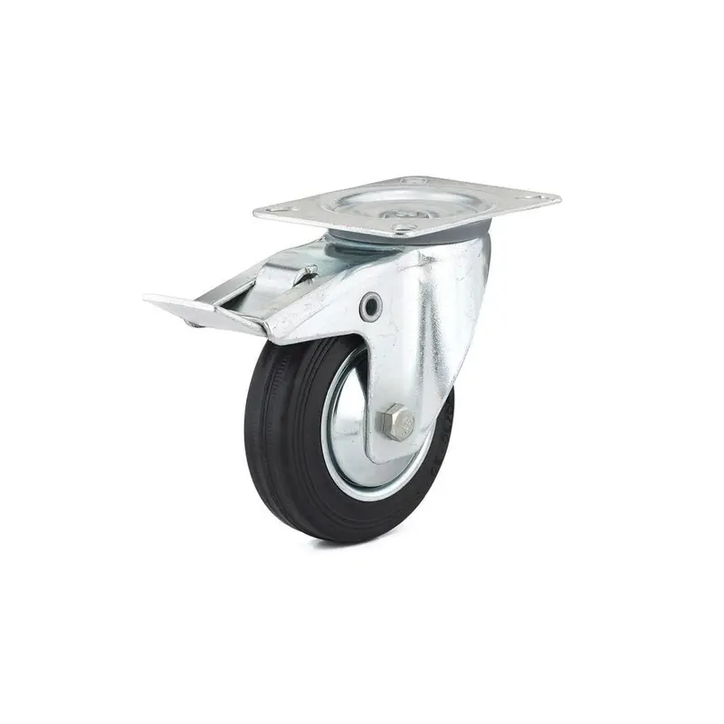 3-15/16 in. black Swivel with Double-Lock Brake plate Caster, 154.4 lb. Load Rating