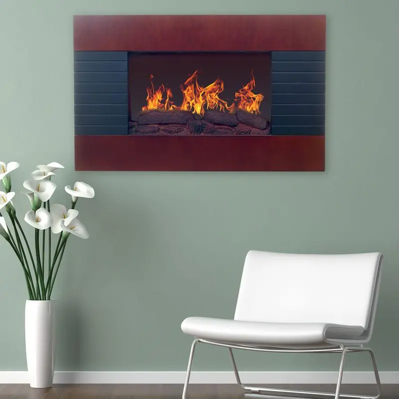 35 in. Electric Fireplace with Wall Mount and Remote in Mahogany40.7 / each