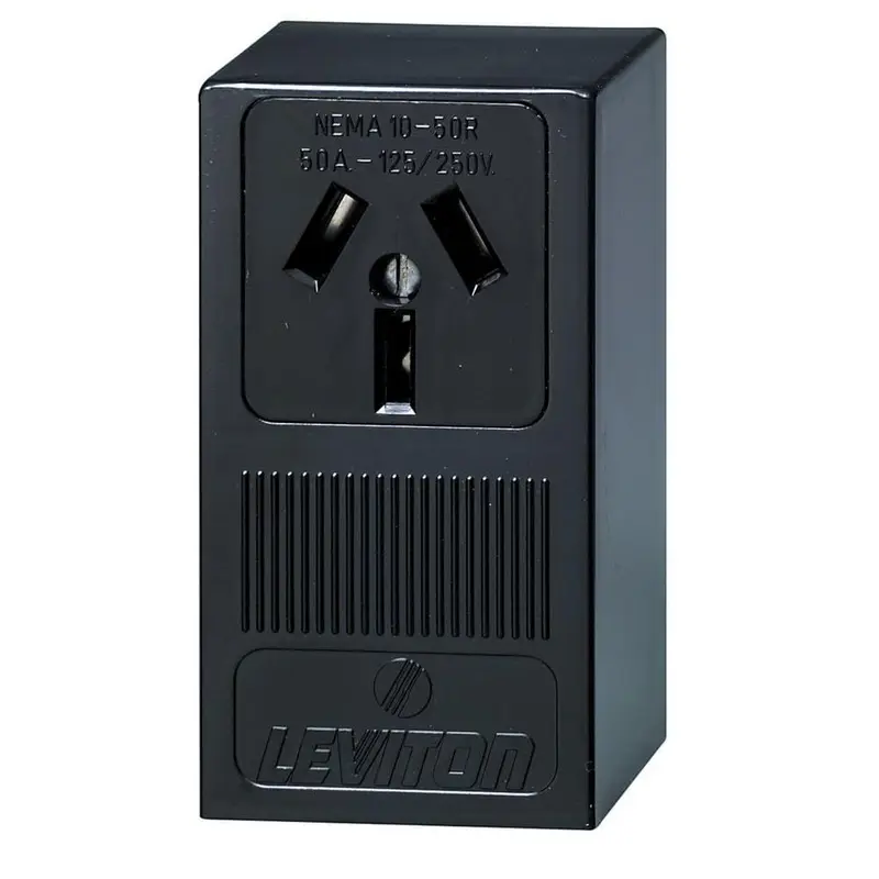 50 Amp Thermoplastic Power Single Outlet, Black.757 / each