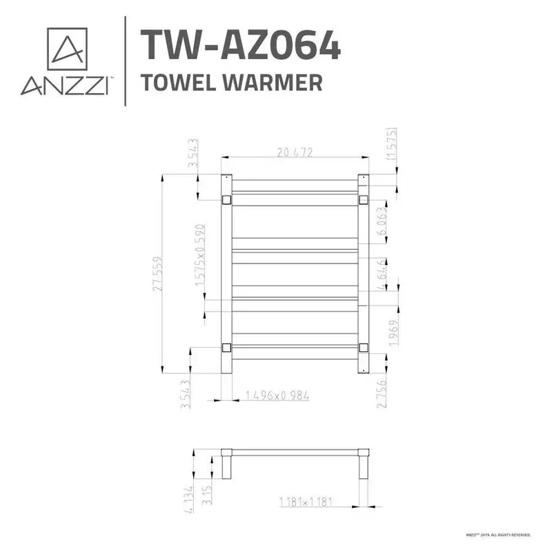 ANZZI Brushed Nickel Plug-In Towel Warmer