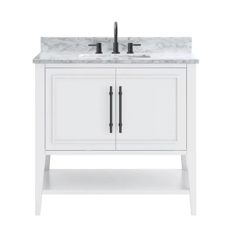 Arietta 37 in. White Vanity with Carrara Marble Top