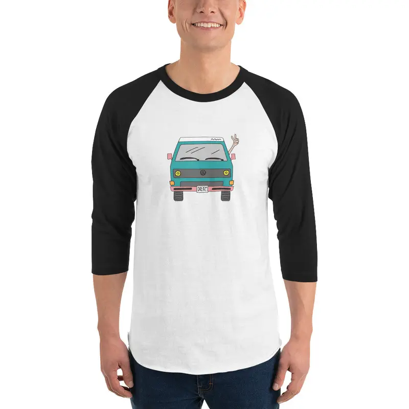 Dream Machine Raglan Baseball T-ShirtBlack / White / XS