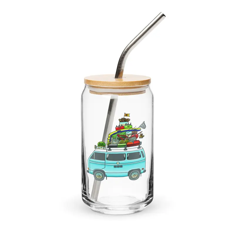 RAD Vanagon Can-Shaped Pint Glass16 oz With Lid & Straw