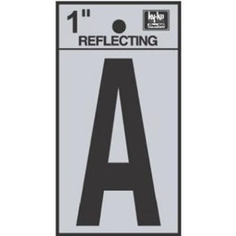 Address Letters, "A", Reflective Black/Silver Vinyl, Adhesive, 1-In.