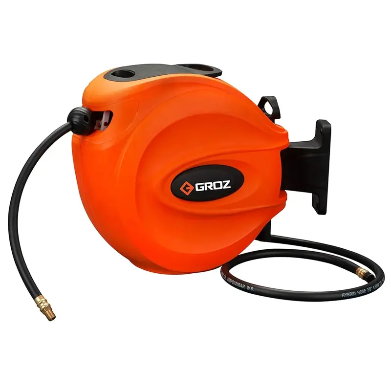 Groz Metal Hose Reel for Air/Water 15m, 3/8" Hose | HRP/AW/15M/3-8/b
