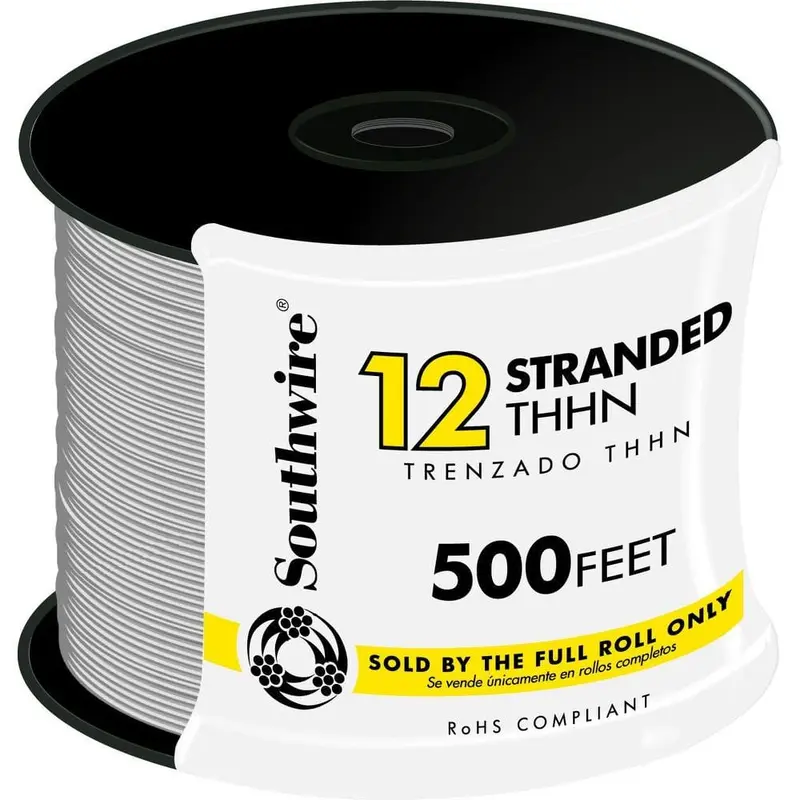 500 ft. 12 White Stranded CU THHN Wire1.2 / Black / 50