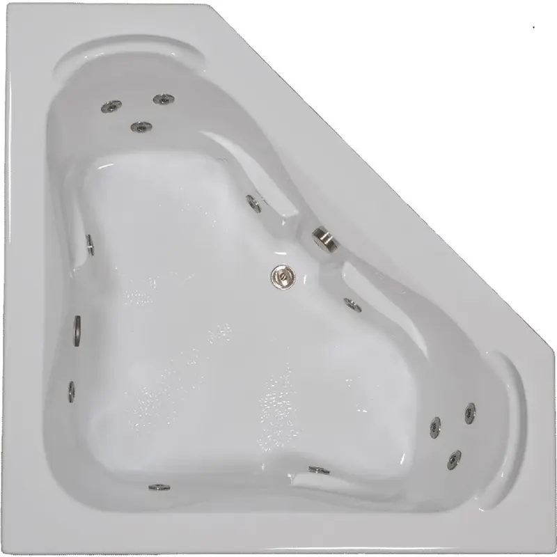 60 in. Acrylic Corner Drop-in Whirlpool Bathtub in Whitewhite / Center / 180