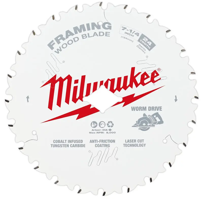 Milwaukee 48-41-0723 Circular Saw Blade, 7-1/4 in Dia, 5/8 in Arbor, 24-Teeth