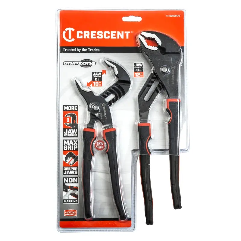 Crescent RT400SGSET2 Tongue and Groove Plier Set, Rubber/Steel, Black-Oxide