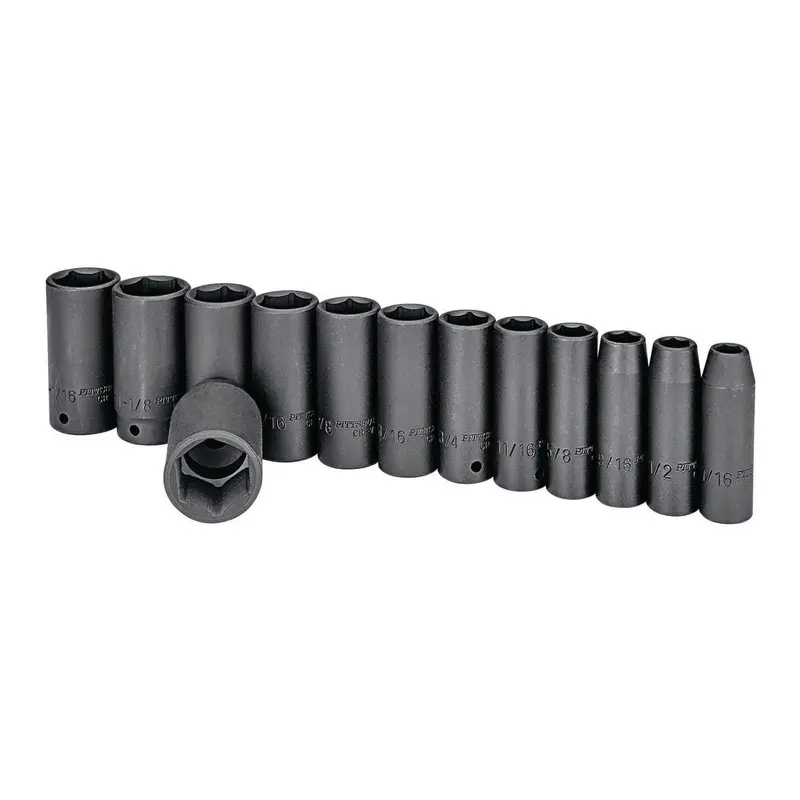 1/2 in. Drive SAE Impact Deep Socket Set, 13 Pc.