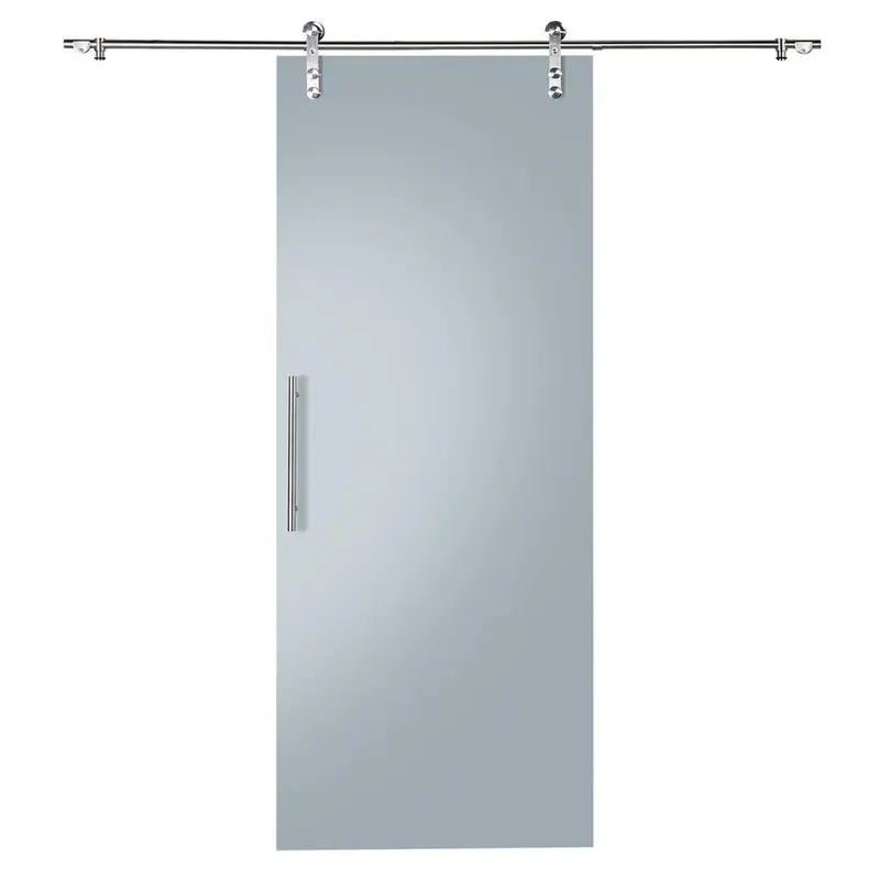 37 in. x 84 in. Glacier Full Frosted Glass Sliding Barn Door with Hardware Kit95 / each