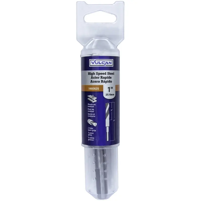 Vulcan Jobber Length Drill Bit, 1 in Dia, 1/2 in Dia Shank, Flat Shank
