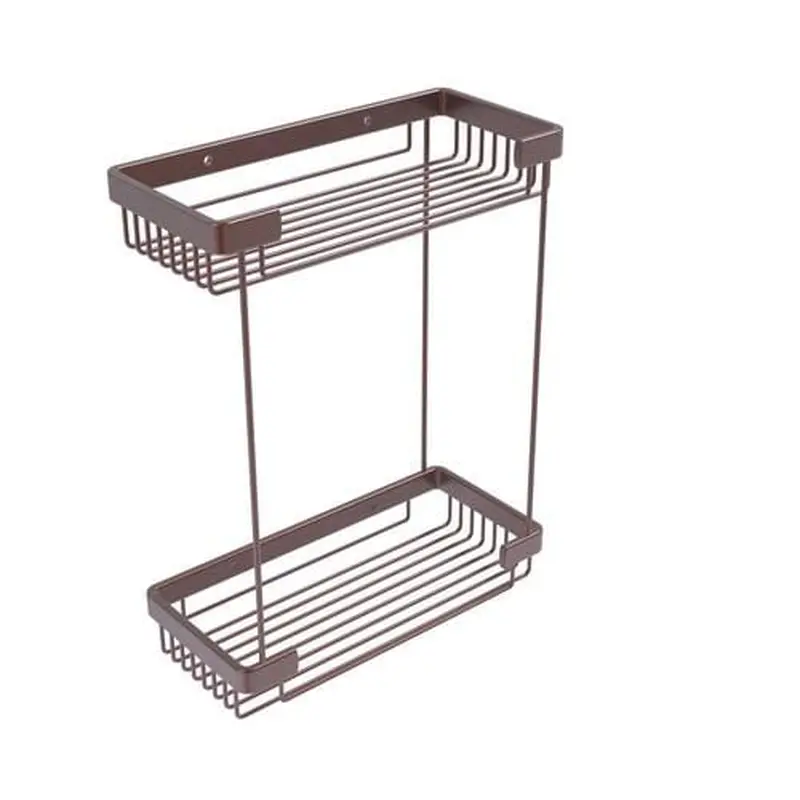 Allied Brass Double Tier Rectangular Toiletry Shower Basket in Antique Copper