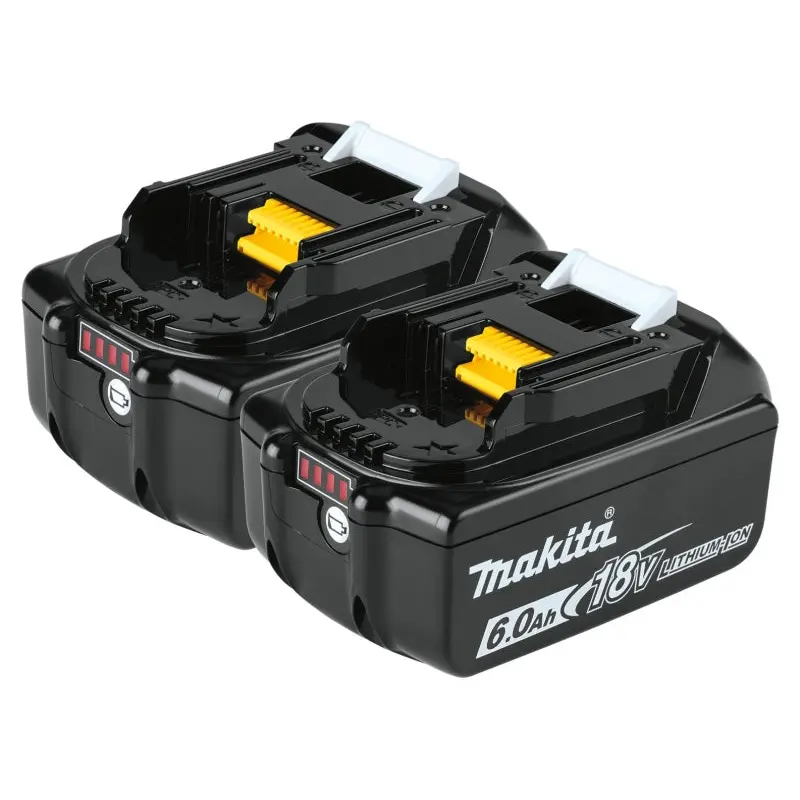 Makita BL1860B-2 Battery, 18 V Battery, 6 Ah, 55 min Charging
