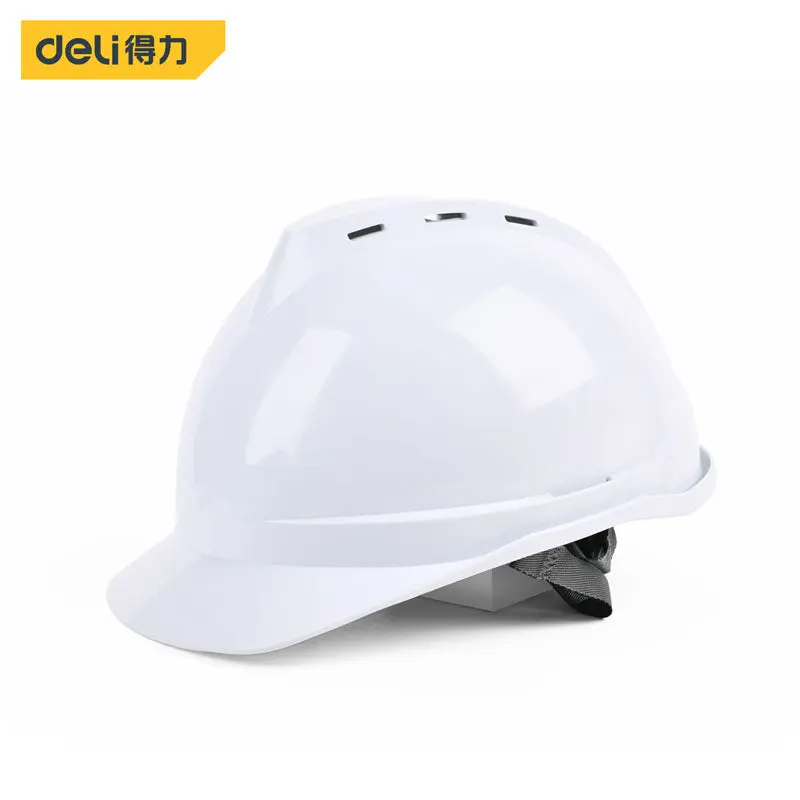 Deli Tools DL525014 PE Safety Helmet, Universal Size, White