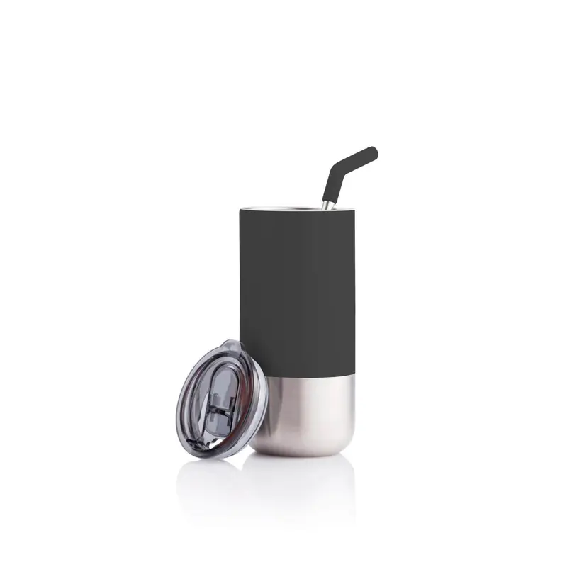 BORCULO - CHANGE Collection Insulated Tumbler with Reusable Straw - Black