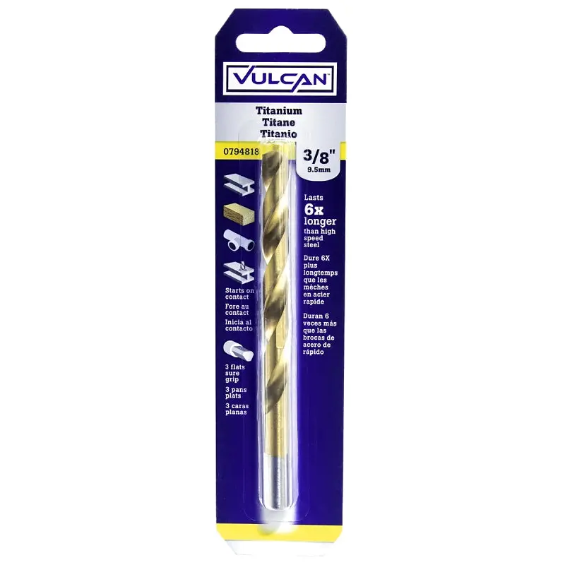 Vulcan 220391OR Jobber Drill Bit, 3/8 in Dia, 5 in OAL, 3-Flat Shank