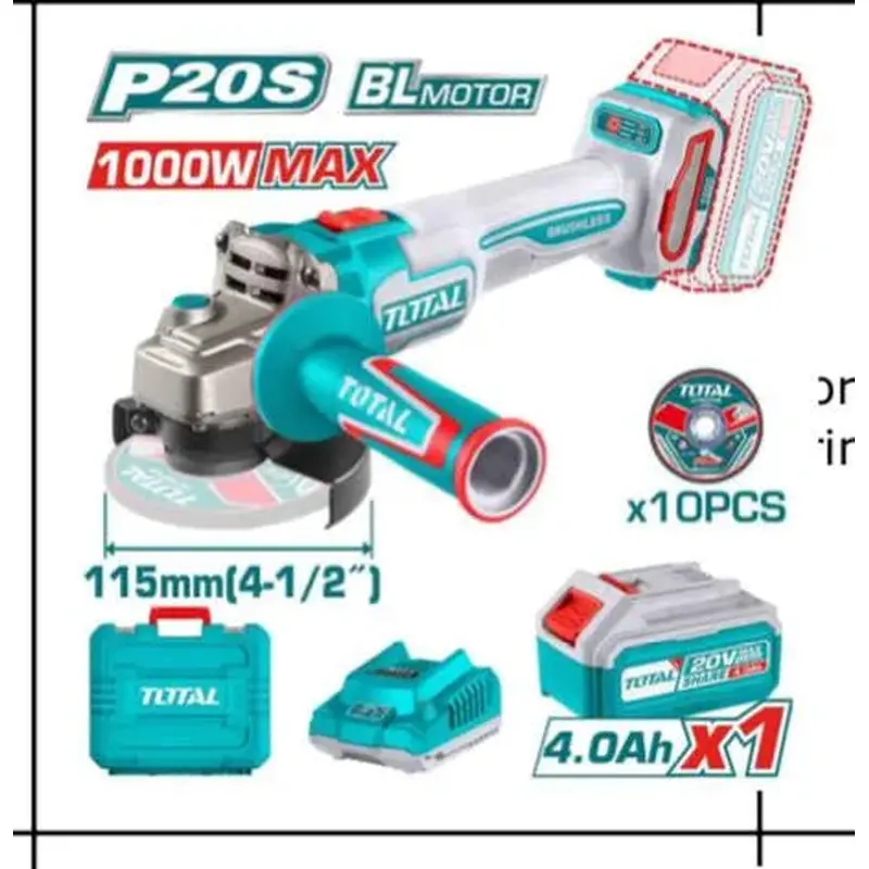 Cordless 4.5-inch Angle Grinder 20V 1000W with Battery