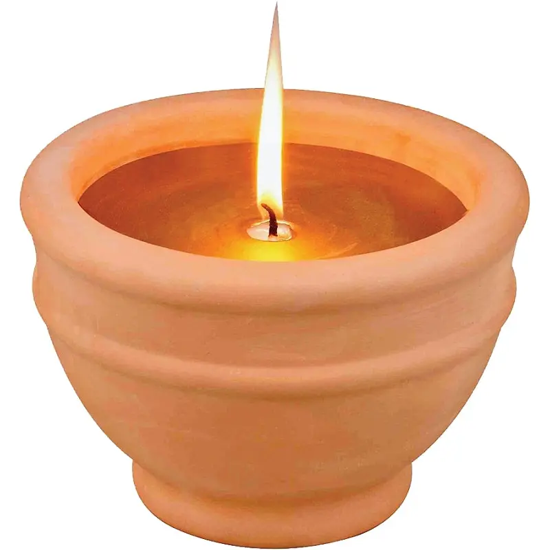 Seasonal Trends Citronella Candle Terracotta Bowl Outdoor Candle, Gold