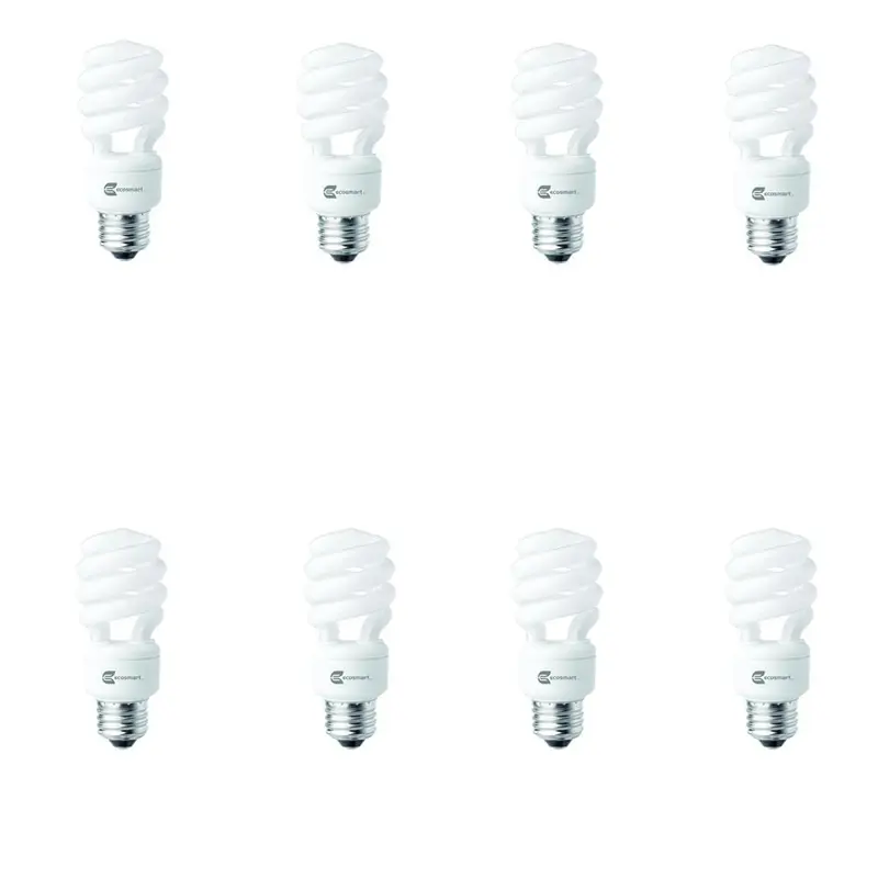 60-Watt Equivalent Spiral Non-Dimmable CFL Light Bulb Soft White (8-Pack).65 / package