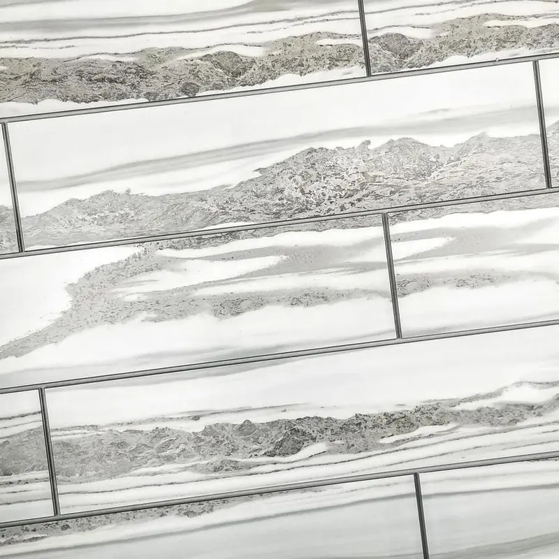 Abolos Nature 36-Pack Gray 4-in x 16-in Glossy Glass Marble Look Wall Tilesq/ft