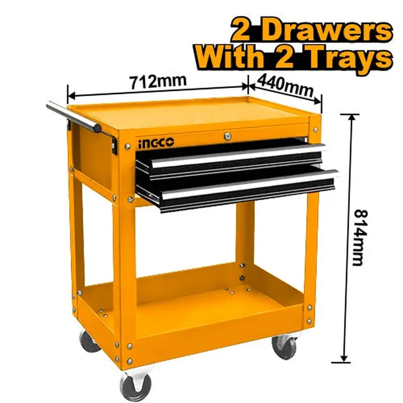 Ingco HPTCT021 2-Drawer Tool Cart with Trays