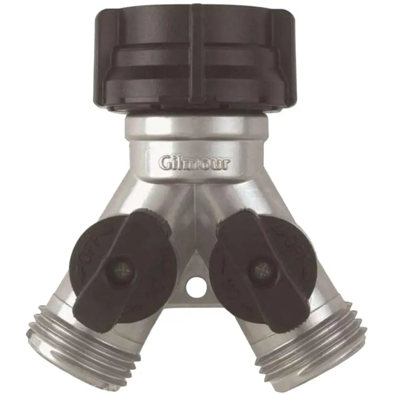 Gilmour 800154-1001 Y-Connector, Zinc, Chrome, For: Garden Hose