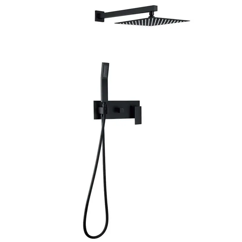 1-spray 10 in. High PressureDual Shower Head and Handheld Shower Head in Matte Black
