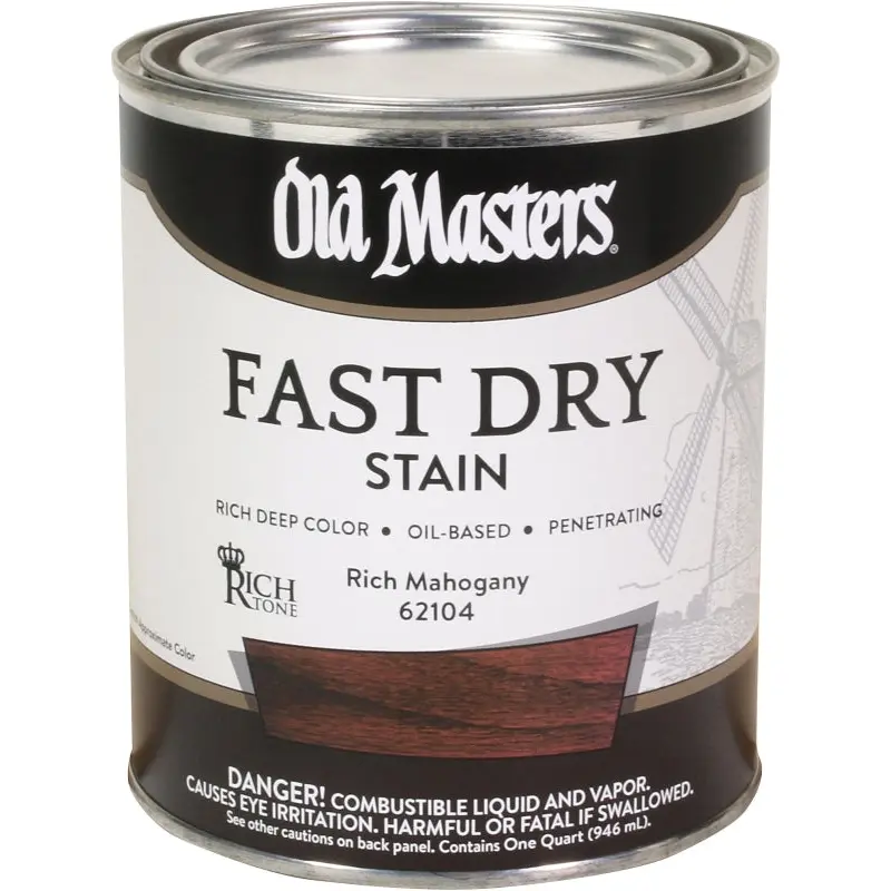 Old Masters 62104 Fast Dry Stain, Rich Mahogany, Liquid, 1 qt