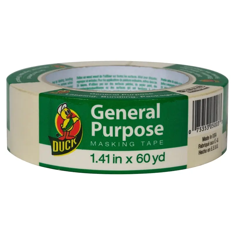 Duck 394697 Masking Tape, 60 yd L, 1.41 in W, Beige