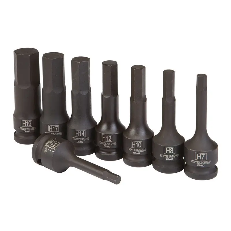 1/2 in. Drive Metric Impact Hex Socket Set, 8 Pc