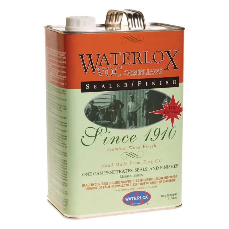 Waterlox 16038 Sealer and Finish, Medium-Gloss, Liquid, Dark Amber, 1 gal