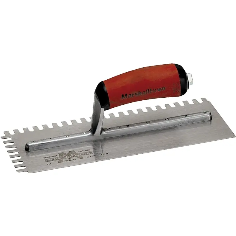 Marshalltown 716SD Trowel, 11 in L, 4-1/2 in W, U Notch, Curved Handle